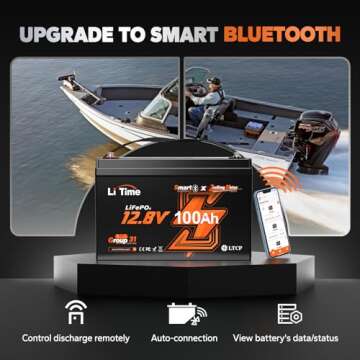 Litime 12V 100Ah TM Bluetooth Low-Temp Protection LiFePO4 Battery Buit in 100A BMS, Group 31 Lithium Iron Phosphate Battery Perfect for Trolling Motors, Yacht, Marine, Boat, RV, Home Energy