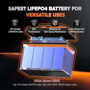 Litime 12V 100Ah TM Bluetooth Low-Temp Protection LiFePO4 Battery Buit in 100A BMS, Group 31 Lithium Iron Phosphate Battery Perfect for Trolling Motors, Yacht, Marine, Boat, RV, Home Energy