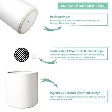 Mozing Ceramic Plant Pots for Indoor & Outdoor Use