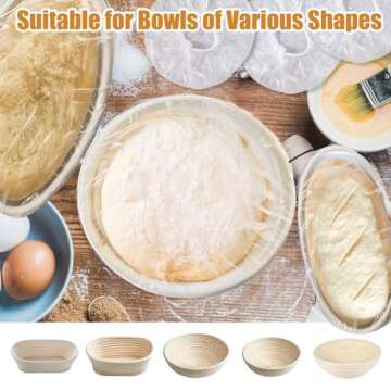 BABORUI 100Pcs Reusable Bowl Covers for Bread Proofing, Plastic Bowl Cover for Rising, Bread Proofing Cover of Sourdough Bread Baking Supplies, Banneton Bread Proofing Basket Cover