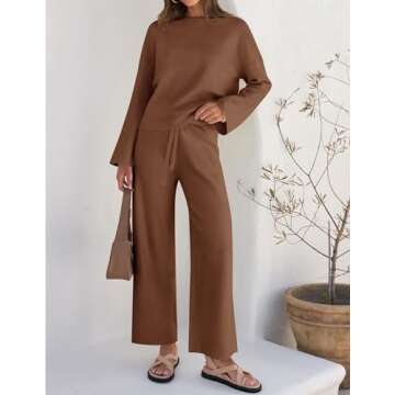 ZESICA Women's Casual Knit Pullover and Pants Set