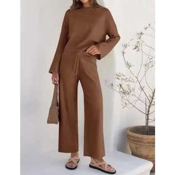 ZESICA Women's Casual Knit Pullover and Pants Set