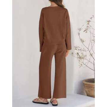 ZESICA Women's Casual Knit Pullover and Pants Set