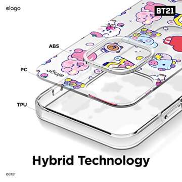 elago BT21 Hybrid Case Compatible with iPhone 12, Compatible with iPhone 12 Pro 6.1 Inch, Durable Full Body Protection, Raised Lip (Screen & Camera Protection) [Official Merchandise] [7 Flavors]