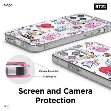 elago BT21 Hybrid Case Compatible with iPhone 12, Compatible with iPhone 12 Pro 6.1 Inch, Durable Full Body Protection, Raised Lip (Screen & Camera Protection) [Official Merchandise] [7 Flavors]