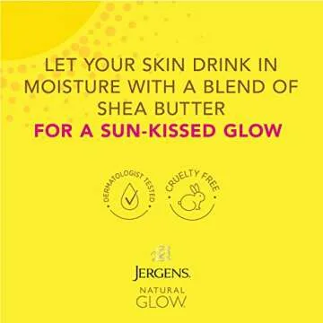 Jergens Natural Glow In Shower Lotion, Self Tanner for Medium to Deep Skin Tone, Sunless Tanning Wet Skin Lotion for Gradual, Flawless Color, 7.5 Ounce (Packaging May Vary)
