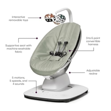 4moms MamaRoo Baby Swing - Bluetooth, 5 Unique Motions, Sage