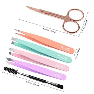 6-Piece Tweezers Set for Eyebrows & Ingrown Hair Care