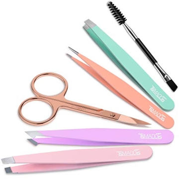6-Piece Tweezers Set for Eyebrows & Ingrown Hair Care
