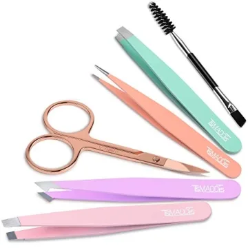 6-Piece Tweezers Set for Eyebrows & Ingrown Hair Care