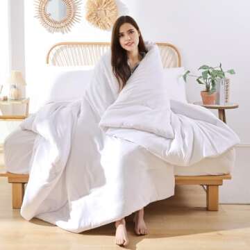 ROSGONIA King Size Comforter Set White, 3pcs(1 Boho White Comforter King & 2 Pillowcases) All Season...