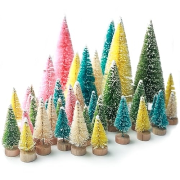 LOVEINUSA 40PCS Colorful Mini Christmas Trees for Holiday Decor
