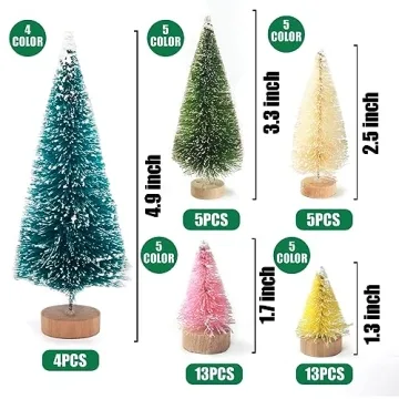 Colorful Mini Christmas Trees - Set of 40 for Festive Decor
