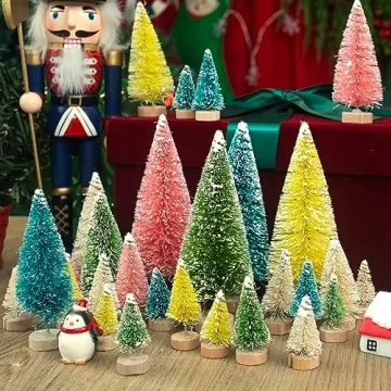 Colorful Mini Christmas Trees - Set of 40 for Festive Decor