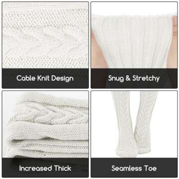 Buauty Women's Cable Knitted Boot Socks Thigh High Socks Extra Long Winter Thick Stockings Over Knee Leg Warmers Fuzzy 2025