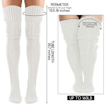 Buauty Women's Cable Knitted Boot Socks Thigh High Socks Extra Long Winter Thick Stockings Over Knee Leg Warmers Fuzzy 2025