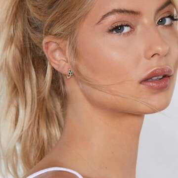 925 Sterling Silver Lucky Shamrock Earrings for Women Hypoallergenic Small Huggie Hoops Green Clover...