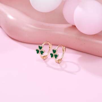 Lucky Shamrock Earrings for Women in Sterling Silver