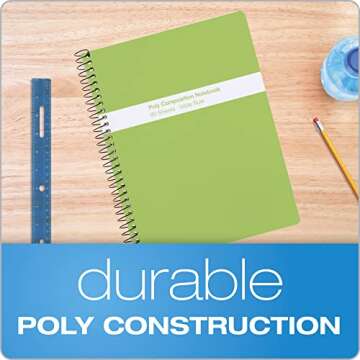 Oxford Spiral Composition Notebooks, 4 Pack, Poly Covers, Wide Ruled Paper, 9-3/4 x 7-1/2 Inches, 80...