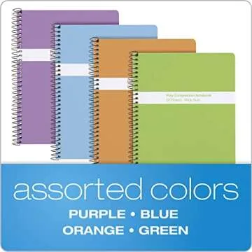 Oxford Spiral Composition Notebooks, 4 Pack, Poly Covers, Wide Ruled Paper, 9-3/4 x 7-1/2 Inches, 80 Sheets, Assorted Pastel Covers (64944)