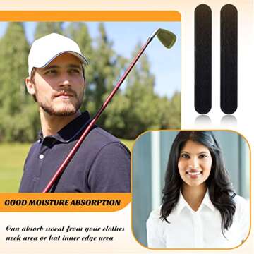 Gejoy Hat Sweat Liner 30 Pcs Hat Sweat Protector Disposable Cap Sweatband for Women Men Golf Baseball