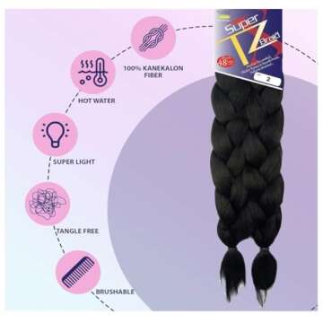 Supreme Super X TZ Braid Pre Stretched Pre Cut Pre Combed Expression Hair for Braiding 2 Bundles in ...