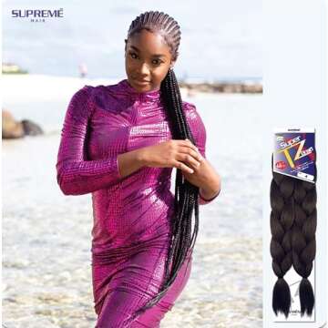 Supreme Super X TZ Braid Pre Stretched Pre Cut Pre Combed Expression Hair for Braiding 2 Bundles in 1 Pack 48 Inches (1B)