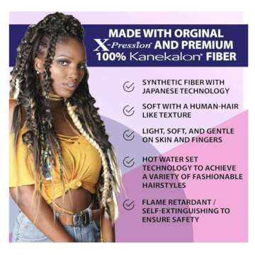 Supreme Super X TZ Braid Pre Stretched Pre Cut Pre Combed Expression Hair for Braiding 2 Bundles in 1 Pack 48 Inches (1B)