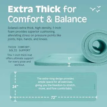 Retrospec Solana 1" Thick Yoga Mat - Non Slip Fitness Mat