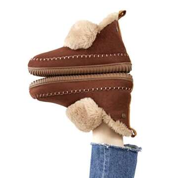 Dearfoams Women's Alpine Moritz Outdoor Arch Support House Shoe Bootie Slipper, Potting Soil, 7-8