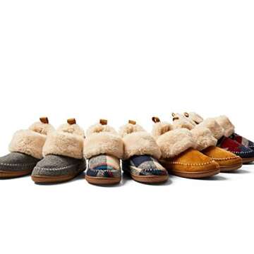 Dearfoams Women's Alpine Moritz Outdoor Arch Support House Shoe Bootie Slipper, Potting Soil, 7-8