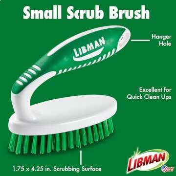 Libman Scrub Brush Kit – Three Different Durable Brushes for Grout, Tile, Bathroom, Kitchen. Easy to Handle, Strong Fibers for Tough Messes – Family Made in the USA, Unisex Lot 2406