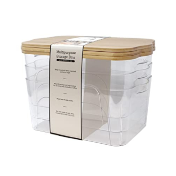 Bamboo Lid Storage Bins Stylish Stackable Organizers