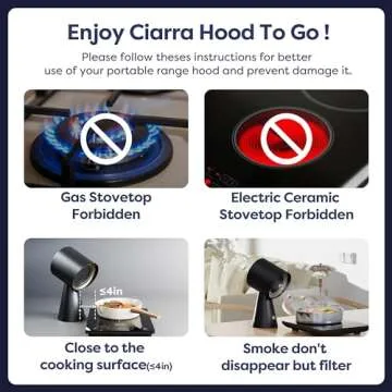 CIARRA Portable Range Hood with Two Speed Exhaust Fan