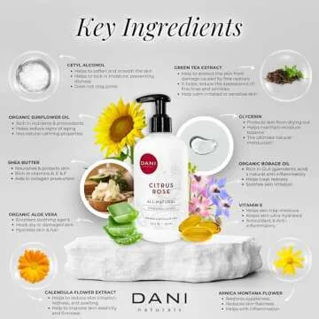 DANI Natural Hand & Body Lotion - Citrus Rose Moisturizer 12 oz