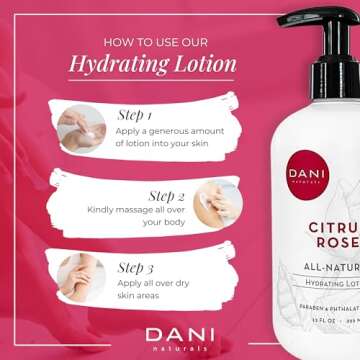 DANI Natural Hand & Body Lotion - Citrus Rose Moisturizer 12 oz