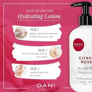 DANI Natural Hand & Body Lotion - Citrus Rose Moisturizer 12 oz