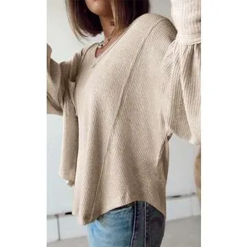 BTFBM Women's Stylish V Neck Knit Top for Every Occasion