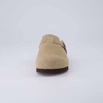 CUSHIONAIRE Kid's Hana Cork footbed clog with Genuine Leather upper, Faux Fur lining, and +Comfort, Taupe 4