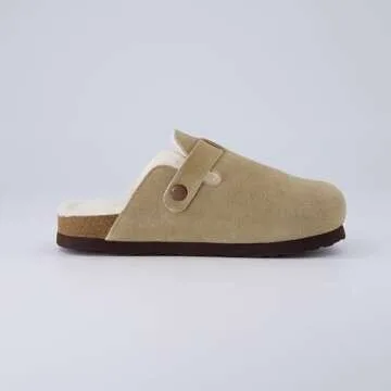 CUSHIONAIRE Kid's Hana Cork footbed clog with Genuine Leather upper, Faux Fur lining, and +Comfort, Taupe 4