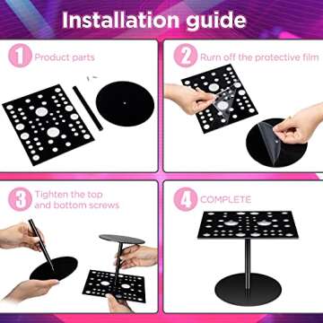 Jetec Acrylic & Silicone Drying Rack for 54 Makeup Brushes, Collapsible, Portable