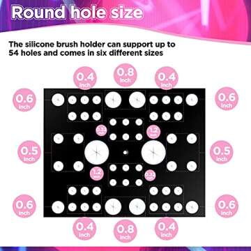 Jetec Acrylic & Silicone Drying Rack for 54 Makeup Brushes, Collapsible, Portable