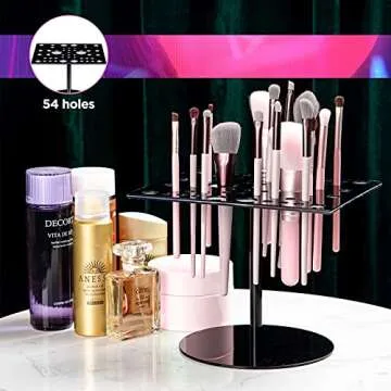 Jetec Acrylic & Silicone Drying Rack for 54 Makeup Brushes, Collapsible, Portable