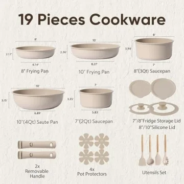 CAROTE 19-Piece Nonstick Cookware Set – Space-Saving & Stylish