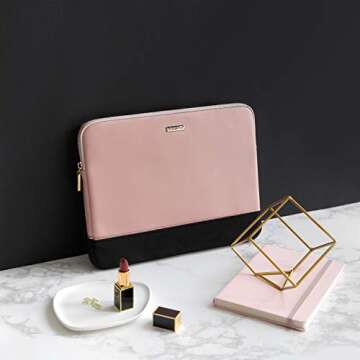 Comfyable Slim Protective Laptop Sleeve 16 Inch Compatible for MacBook Pro 16-Inch & 15 Inch MacBook Air (Loose Fit) M2 2023, 15-15.6 Inch Computer Case for Women, Pink & Black