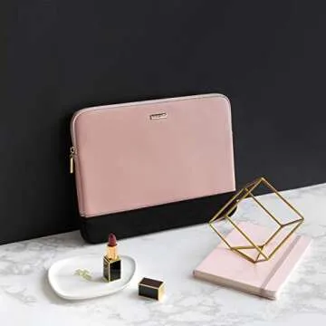 Comfyable Slim Protective Laptop Sleeve 16 Inch Compatible for MacBook Pro 16-Inch & 15 Inch MacBook Air (Loose Fit) M2 2023, 15-15.6 Inch Computer Case for Women, Pink & Black