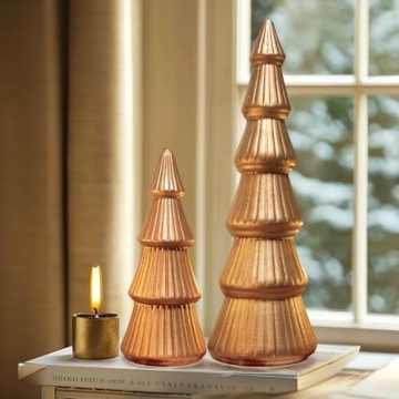 Stunning Wooden Gold Christmas Tree Decor Set of 2