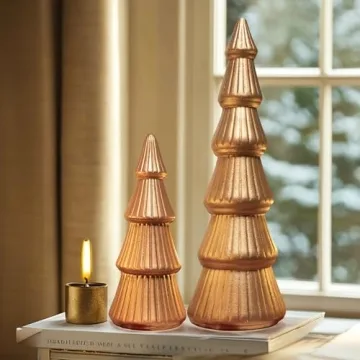 Stunning Wooden Gold Christmas Tree Decor Set of 2