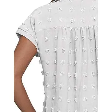 BOTHENIAL Women White Button Down Shirt Chiffon Blouse Summer
