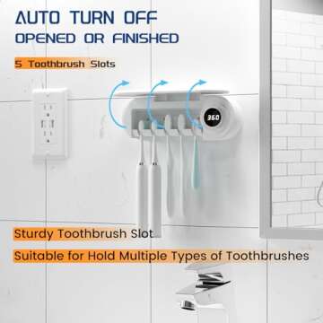 MIMORE Toothbrush Holder with 5 Slots & Timer Function